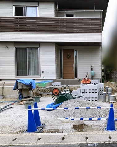 ヘーベルハウスで新築された伏見区K様邸の新築外構工が事着工しました