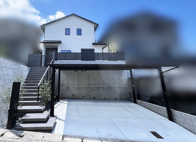 もともとあった階段から前3段をフロー階段にしたのがすっごくいい感じに出来上がって嬉しいな。 | 京都と滋賀の外構ならラボット